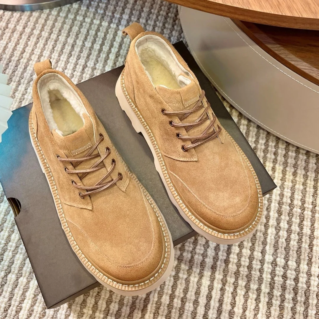 

Luxury Brand Chukka Lug Boots Men Winter Warm Sneakers Outdoor Casual Shoes Soft-soled Non-slip Riding Shoes Brand Direct Sales