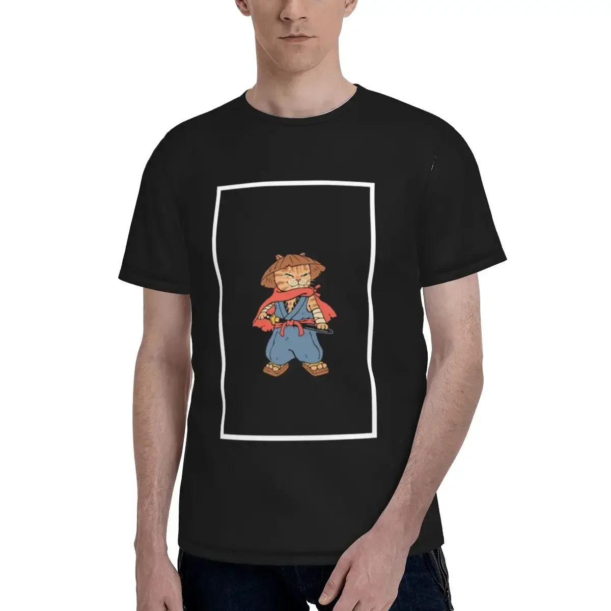 Catana Cats Retro Samurai Yakuza Holder T-Shirt for Men polyester T Shirts Men's Short Sleeve Round Neck Summer Clothes Tops
