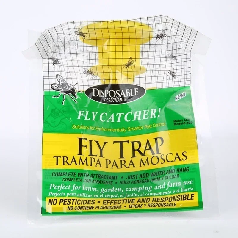 Dispositivo de trampa para moscas con trampas, Control de plagas, atrapamoscas desechable para exteriores, insecticida, atrayente de insectos