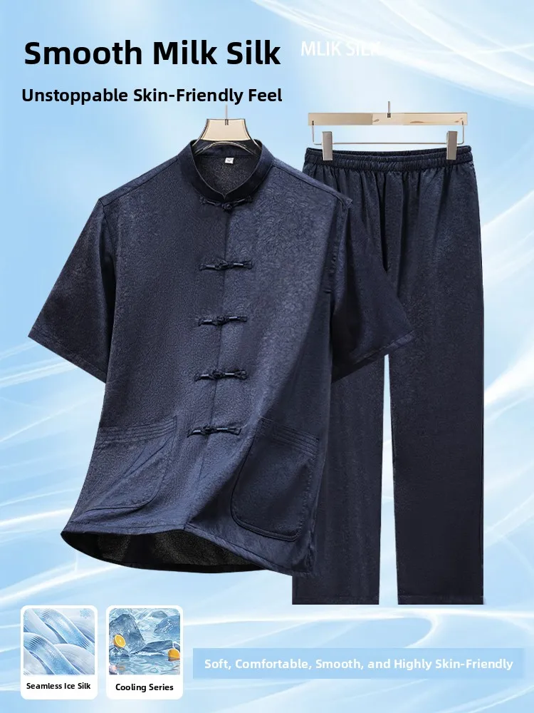 summer-thin-short-sleeve-ice-silk-dad-set-chinese-style-men's-tang-suit-grandpa-package-printed-polyester-no-ironing-required