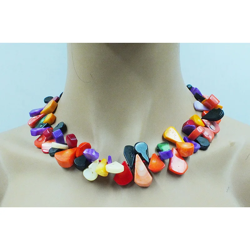 

Colored Coral, African Nigerian Bride Wedding Coral Necklace 19"