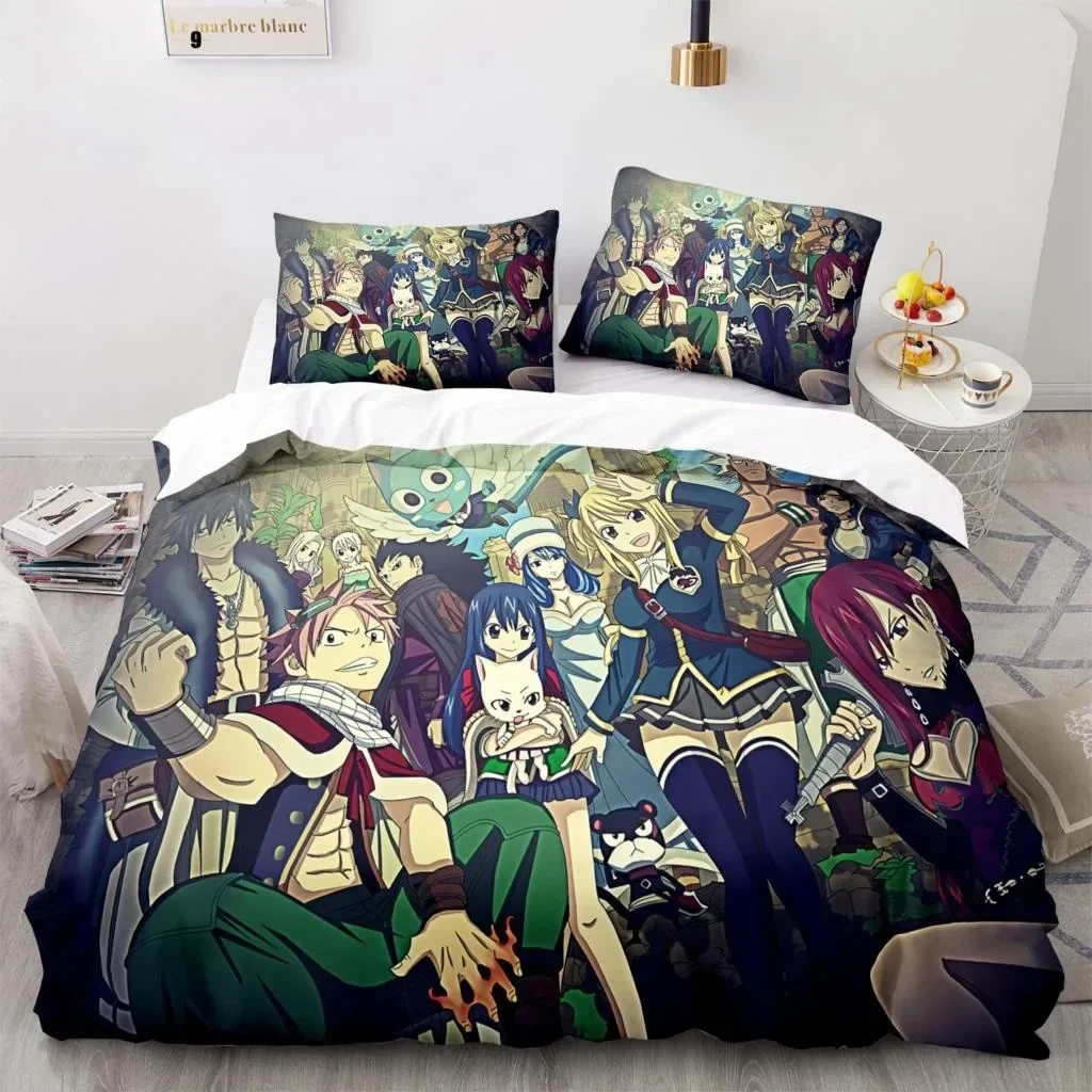 New Fairy Tail Bedding Set Japanese Anime Boys Girls Gift Bedroom Decor Single Twin Full Queen Size Home Textiles Dropshipping