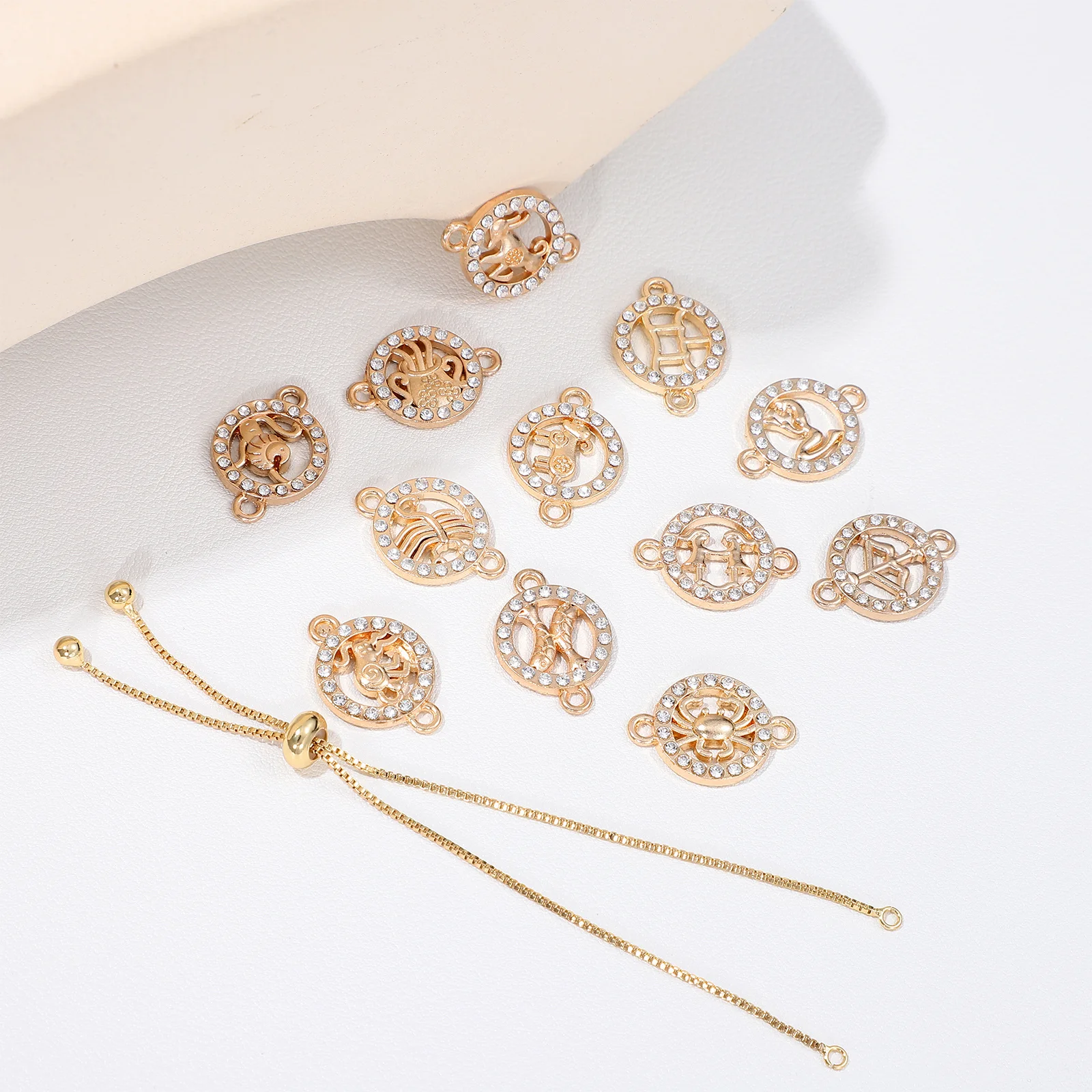 1 conjunto de pingente do zodíaco pulseira fazendo kit corrente liga alta qualidade diy charme acessórios prático presente pulseira decorações pulseira