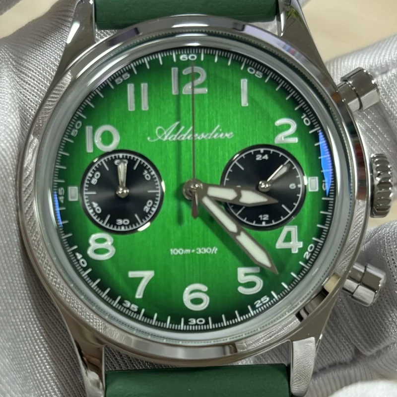 

ADDIESDIVE Men Chronograph Watch 10Bar Waterproof Top Brand AD2516 Super Luminous Bubble Mirror Glass VK64 Quartz Steel Watch