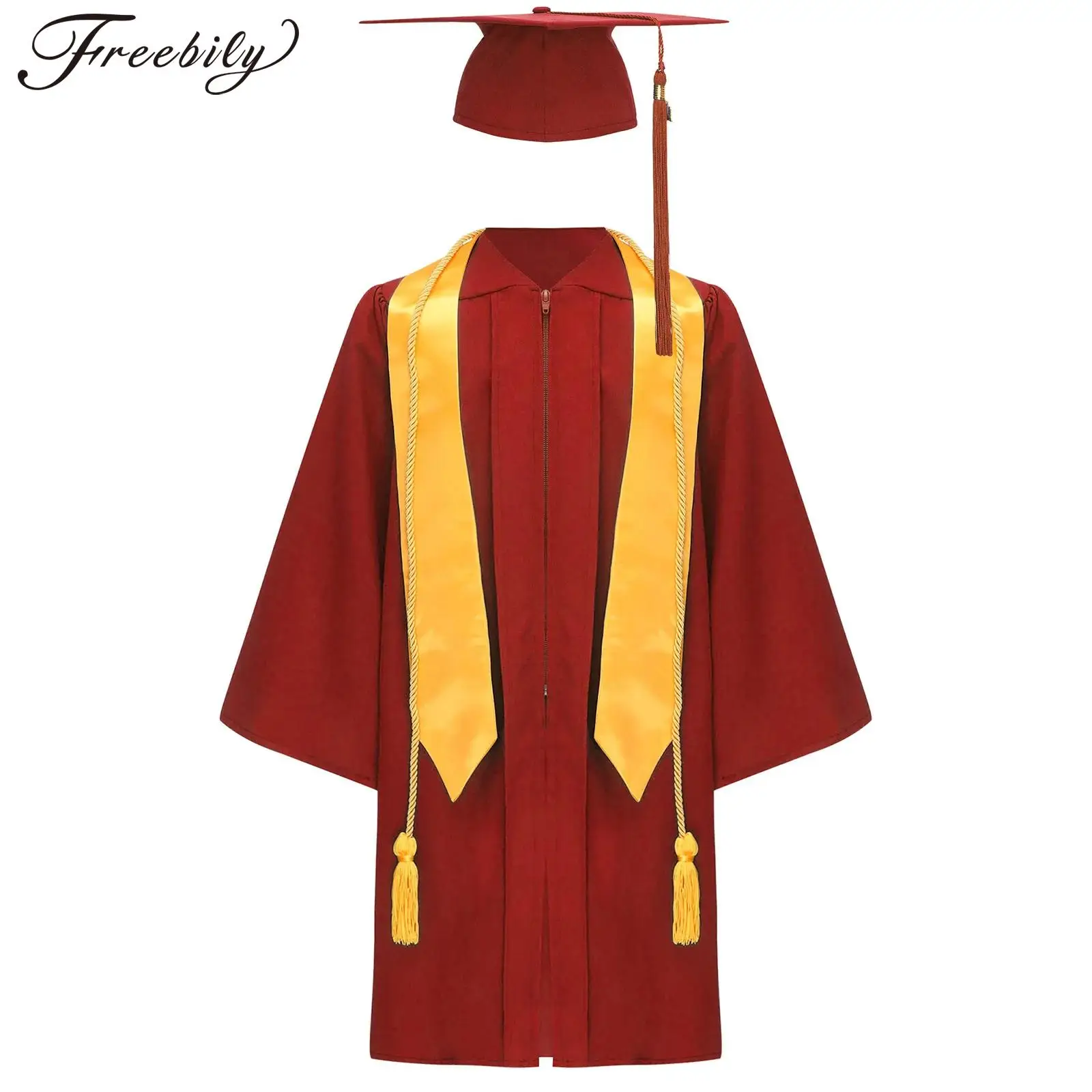 Traje de graduación escolar para niños, traje de graduación de jardín de infantes preescolar para ceremonia de gorra y bata