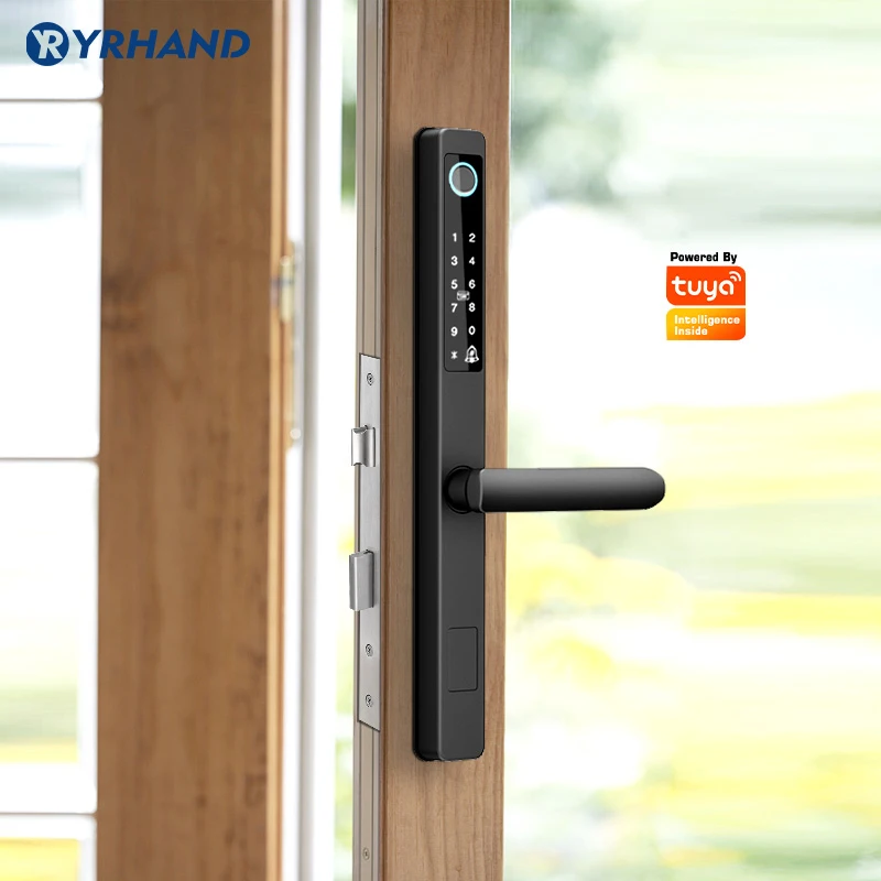 YRHAND A5 Tuya APP Waterproof Smart Fingerprint Password Card Door Lock Aluminum Alloy For Outdoor Pull Push Sliding Door