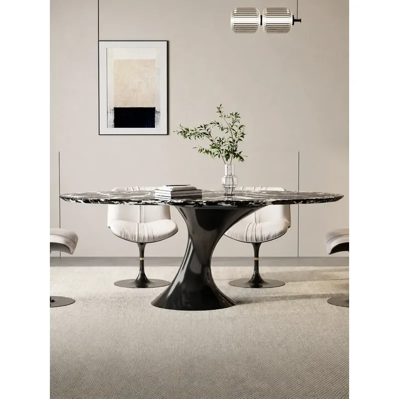 Modern Marble Oval Dining Table for Small Apartment Living Room High End Creative Special Shaped Luxury Home Furniture