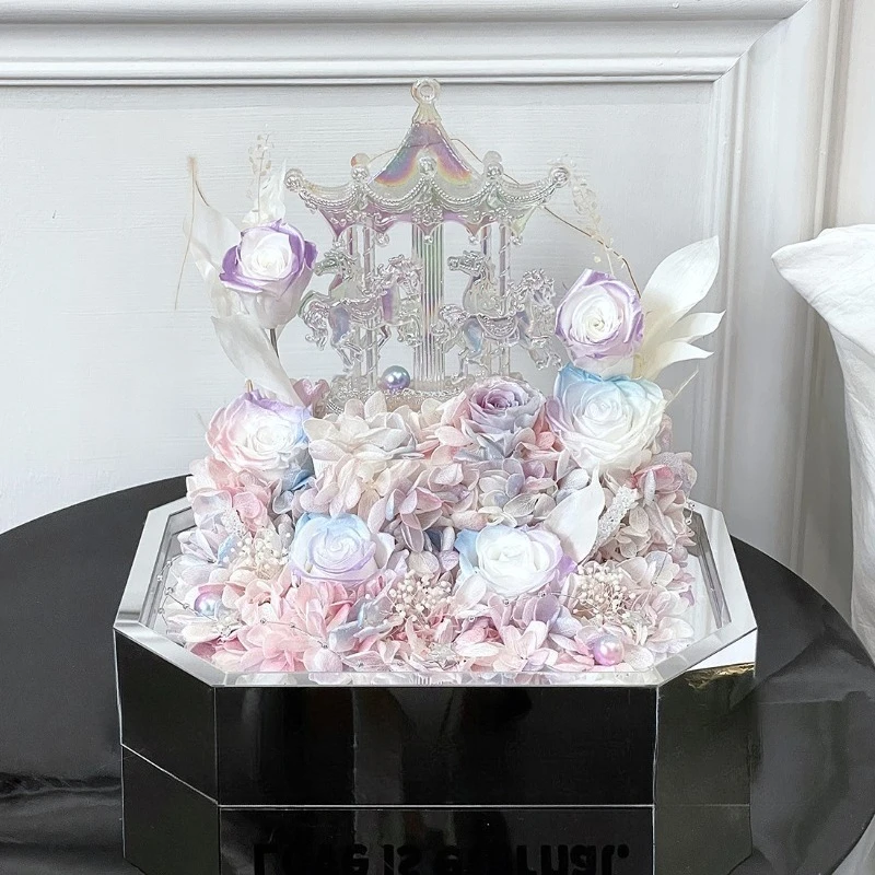 Eternal flower carousel acrylic ornament, birthday creative gift