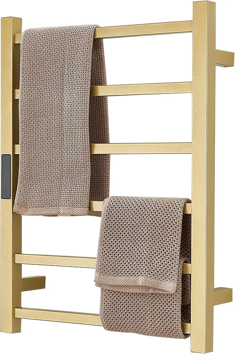 Gold Heated Towel Warmer Rack Bathroom Accessories, Wall Mounted Electric Heated Towel Rail 6 Bars Stainless Steel Electric