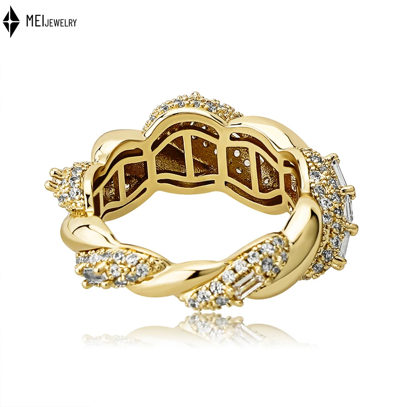 Wind Rope Cubic Zirconia Ring Fashion Fried Dough Twists Vintage Index Finger Ring for Men Women Thorn Ring