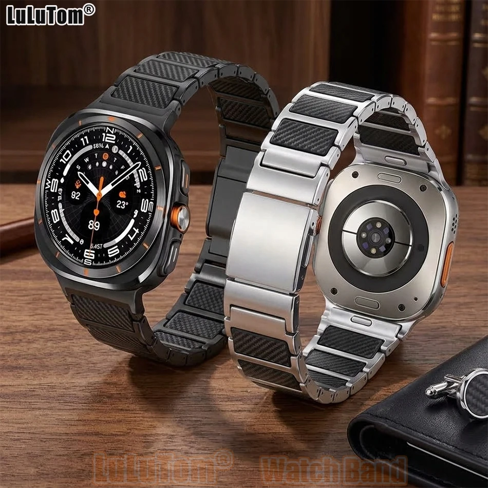 Titan-Magnetarmband für Samsung Galaxy Watch 9, 8, Ultra 2, 47 mm, 40/44/46 mm, Huawei Watch GT 7/6/5 Pro, Armband mit Carbonfaser-Muster.