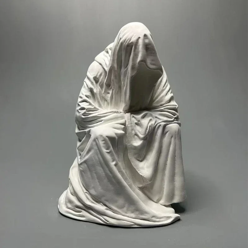 Ghost Wizard Death Robe Sculpture Artwork Plaster Statue European Vintage Ornaments Art Sculpture Home Living Room Decoration