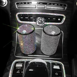 Crystal Rhinestone Car Ashtray, Artificial Diamond Metal Ashtray Auto Interior Decor Accessories Universal For Girl Women