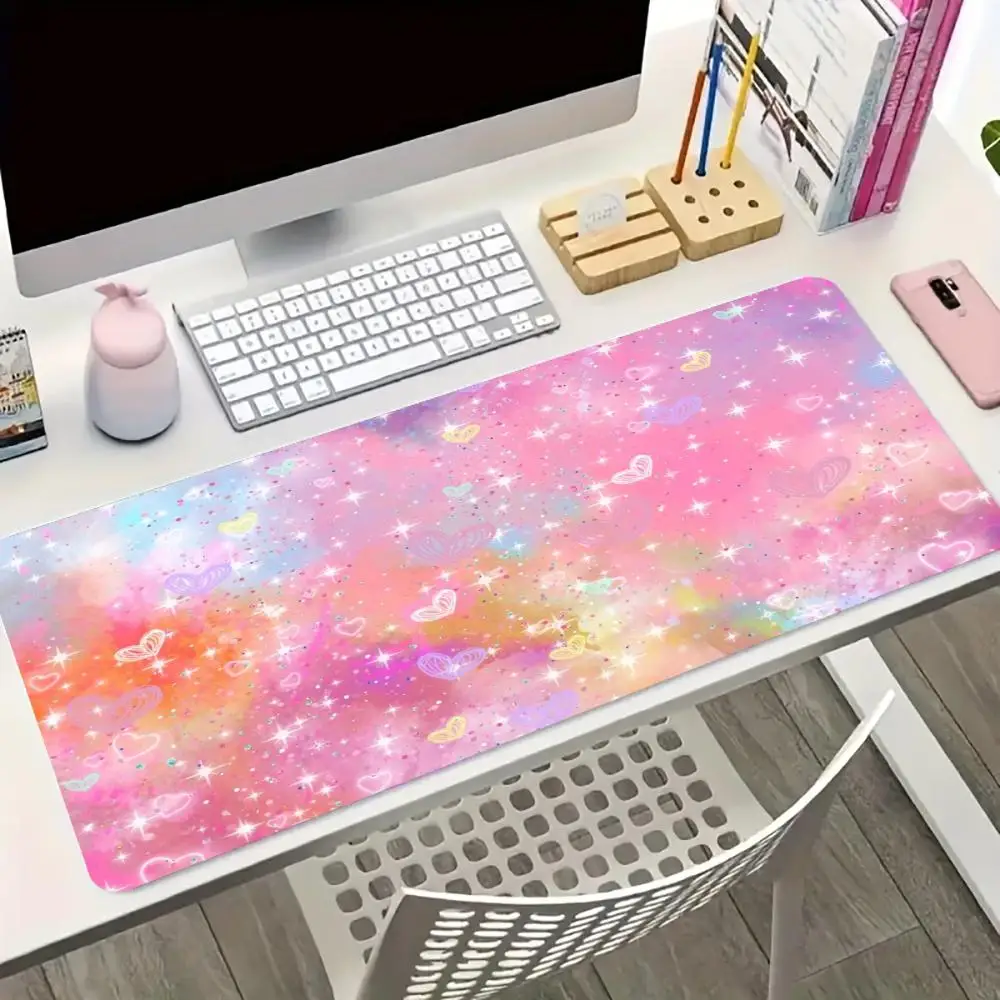 Magical Moon Fairy Gaming Mouse Pad Non Slip Rubber Stitched Edge Keyboard Table Mat For Laptop Office Desktop Setup