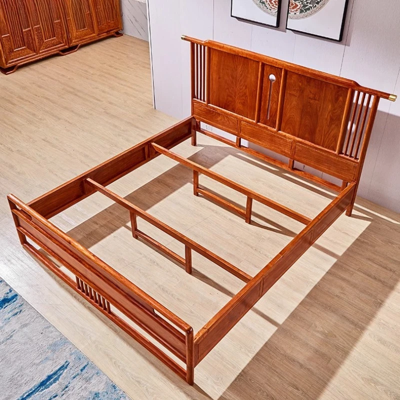 #Bedroom Frame Bed Wooden Multifunctional Full Modern Safe Double Bed Japanese Simple Letto Matrimoniale Lounge Suite Furniture