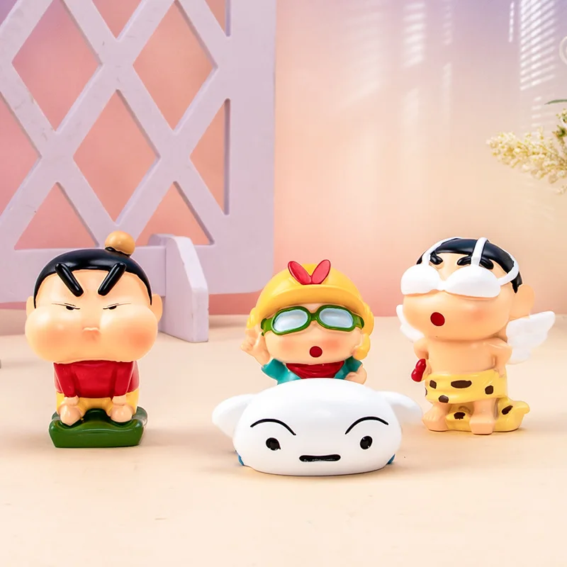 1 pièces Style aléatoire Anime Crayon shin-chan histoires Q Version figurine PVC modèle jouets poupée ornement de bureau cadeaux en boîte