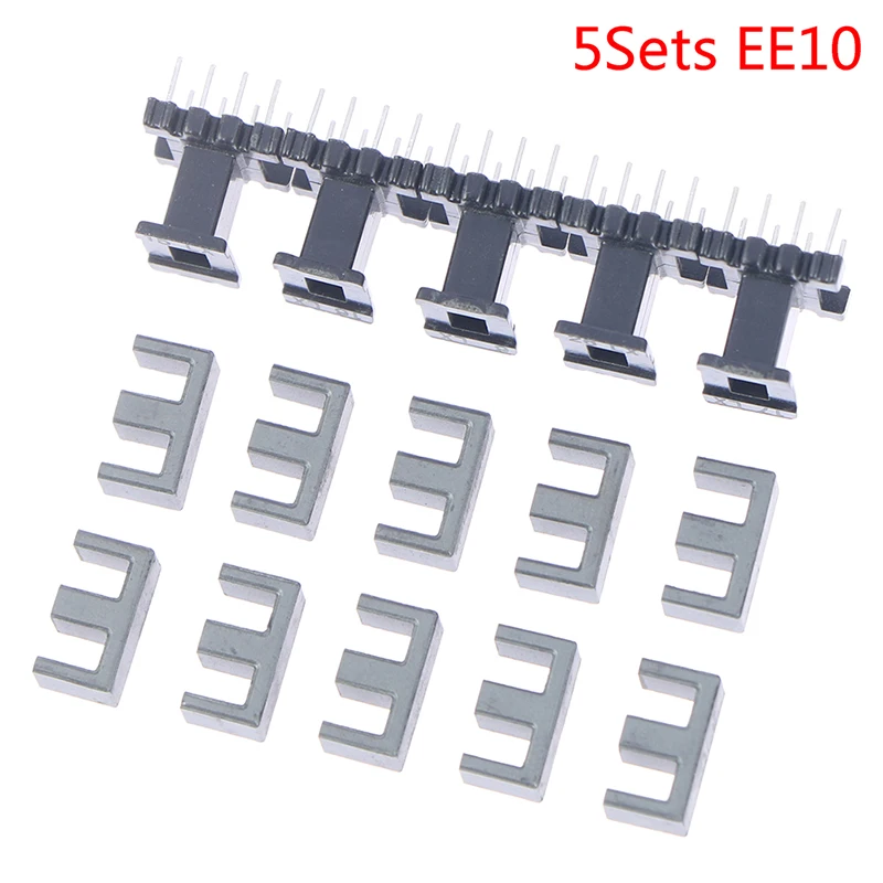 5PCS Black EE10 4-pin Double Slot High Frequency Transformer Spool PC40 Bakelite Frame Ferrite Core