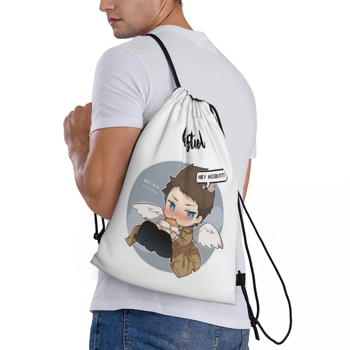 

Castiel FBI Badge Backpacks Multi-function Drawstring Bags Storage Bag Book Bags for Man Woman Students