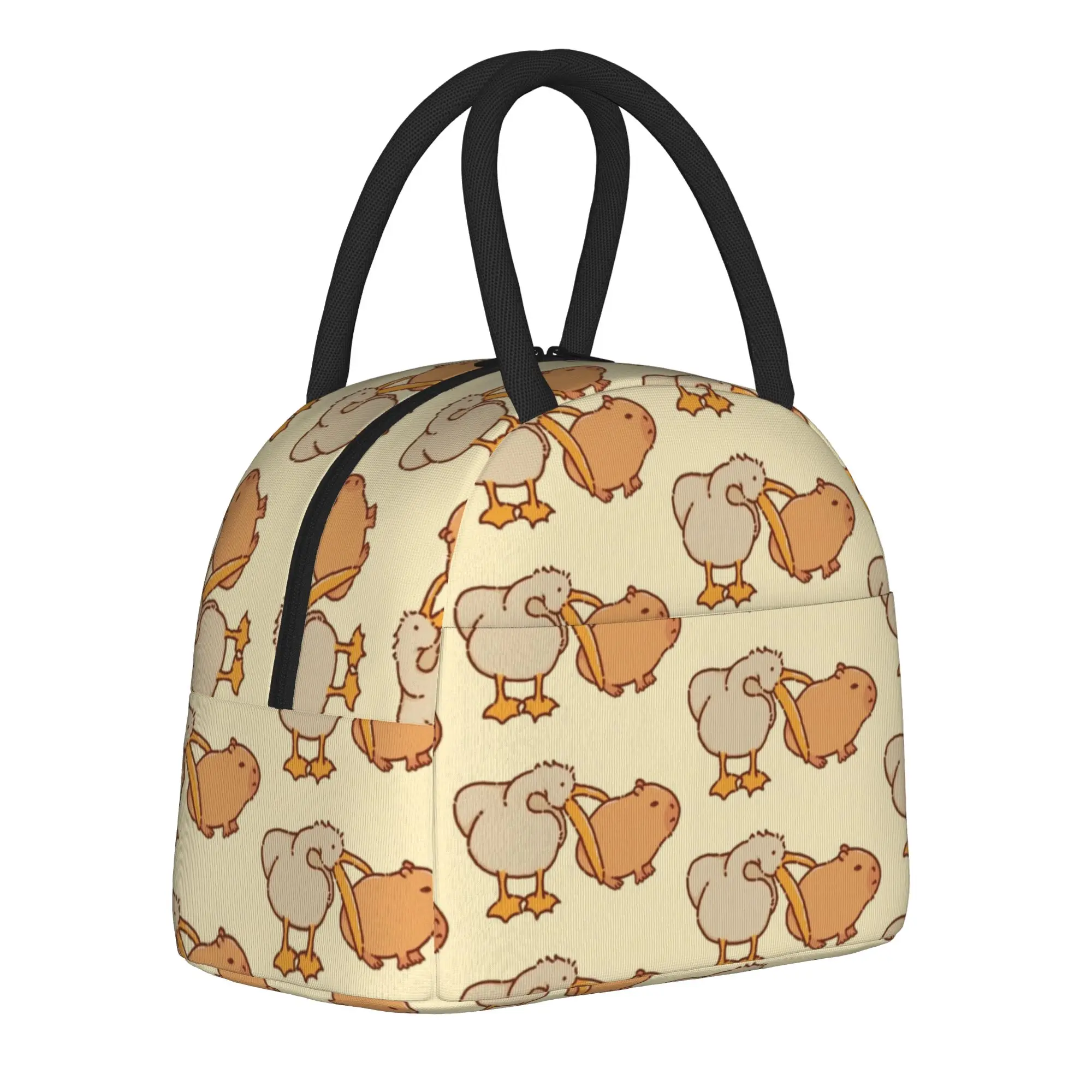 Cute Capybara Cartoon  Insulated Lunch Bag Cooler Bag Reusable  High Capacity Tote Lunch Box Men Women College  Travel