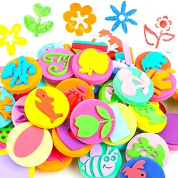 6Pcs/bag Foam Stamps for Painting Cute Animal Smile Face Paint Sponge Seals Art Craft Drawing Tools Kids Early Education Toys