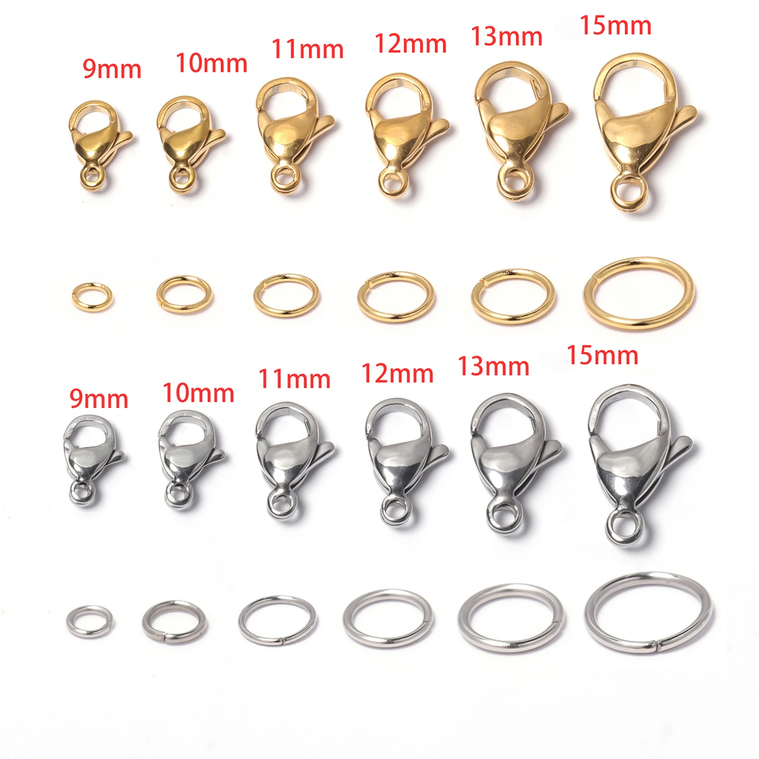 

Stainless Steel Lobster Clasp+Open Jump Rings Set Rings for Jewelry Making DIY Bracelet Necklace Connectors Kits Accessories