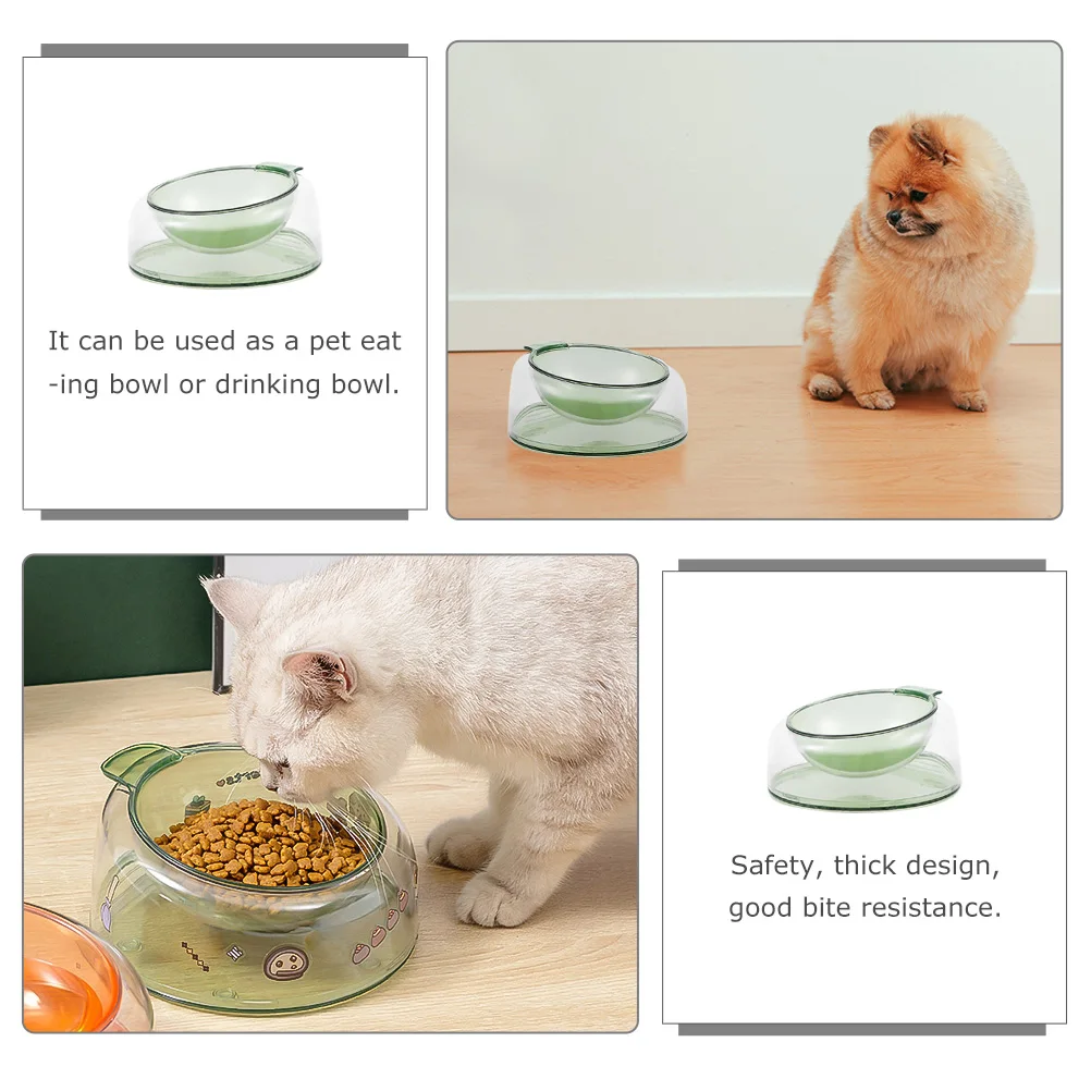 

Stable Base High Riser Cat Bevel Design Pet Food Container Dog Cat Neck Guard Non Slip Pet Feeding Bowl Easy Clean Plastic Grain