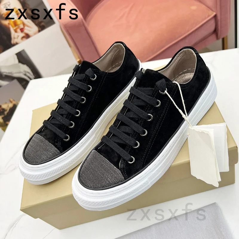 Spring Canve Flat Casual Shoes For Women Lace Up Platform Sneakers Femmel Designer Brand Runner Shoes Women