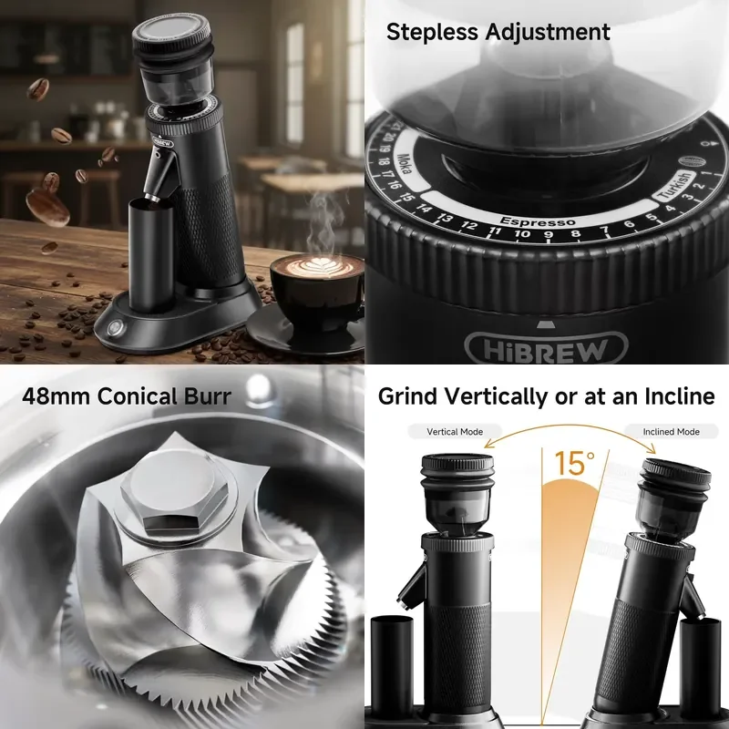 【CHIMU HOME】Commercial Conical Burr Electric Coffee Grinder Single Dosing Professional Bean Grinding Machine for Cafe