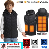 Kids Heated Jacket For Winter 10 Areas Heated Vest With Hood Waterproof Warm Jacket Child Usb Electric Heated Vest Warmer Winter
