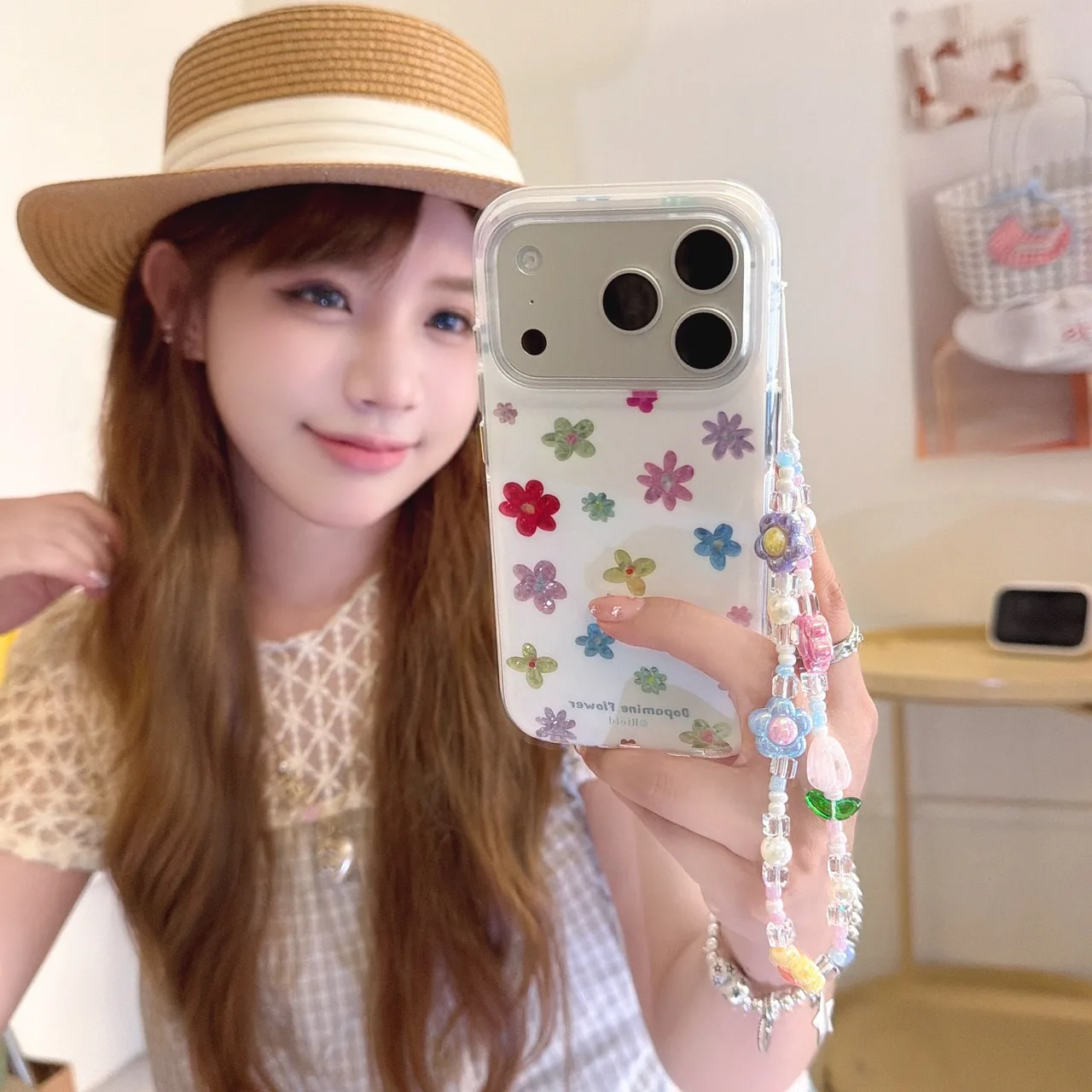 European style fashionable phone case 15 16 17 Pro Max small fresh color flower women anti fall protective case