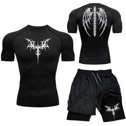 T-shirt de compression à manches courtes pour homme, vêtement de fitness, rashguard, course à pied, gym, sport, collants respirants, nouvelle collection