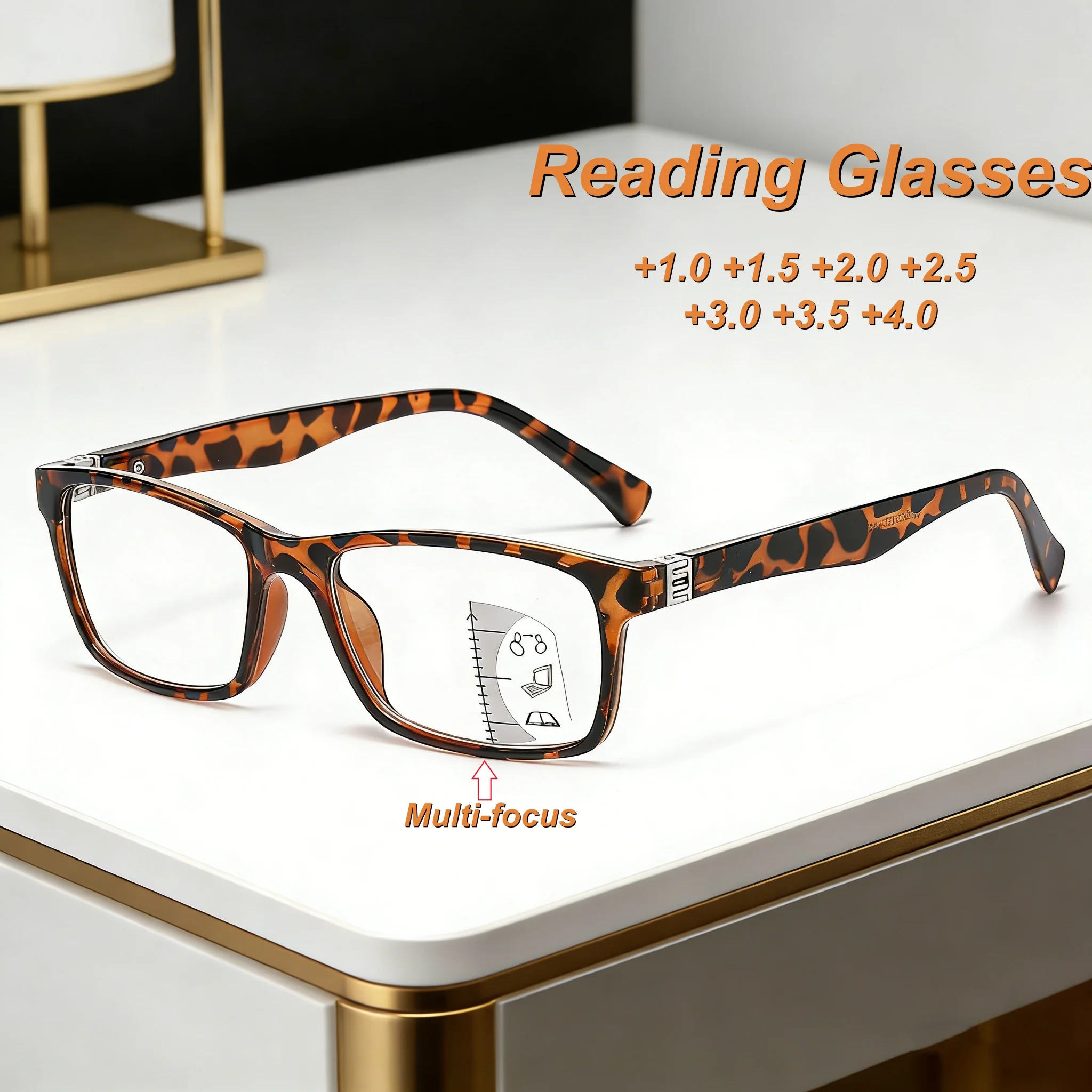 

2026 New Fashionable Personalized HD Multi Focus Women's Reading Glasses Retro Neutral High Quality Anti Blue Light Glasses