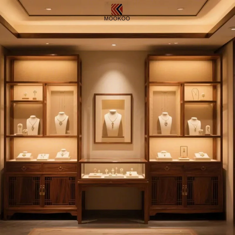 custom.Premium Customized 3D-Designed LED Jewelry Display Cabinet-High Quality Heavy Duty Storage Luxury Jewelry Showroom