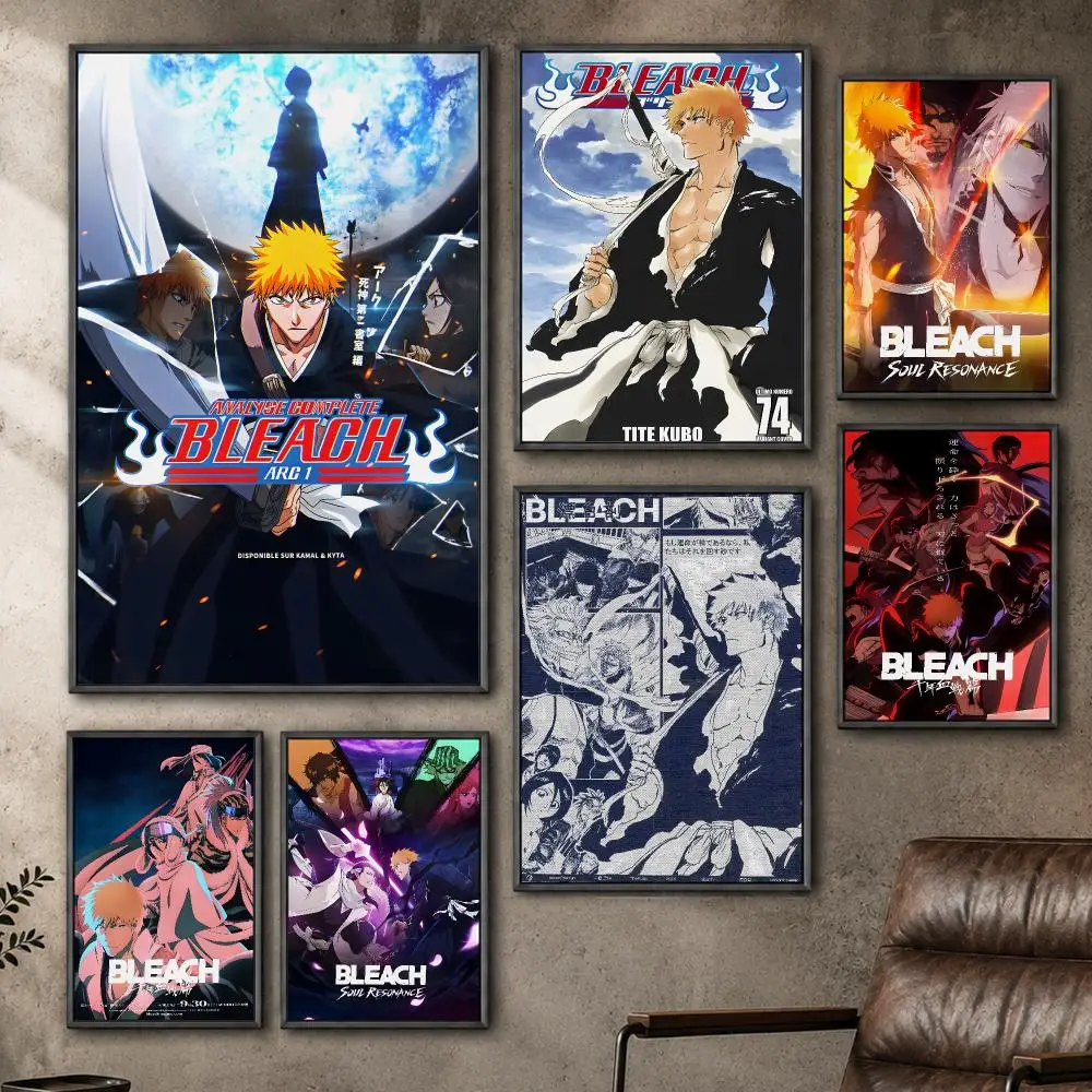 Anime Bleach Ichigo Soul Reaper Shonen Poster  PP Self Adhesive Home Garage Dorm Bar Wall Decor Aesthetic Retro Gift