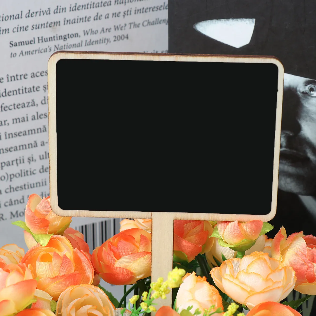 10Pcs Small Wooden Blackboard Square Design Eco Friendly Natural Wood Message Board Table Number Sign Wedding Party Office