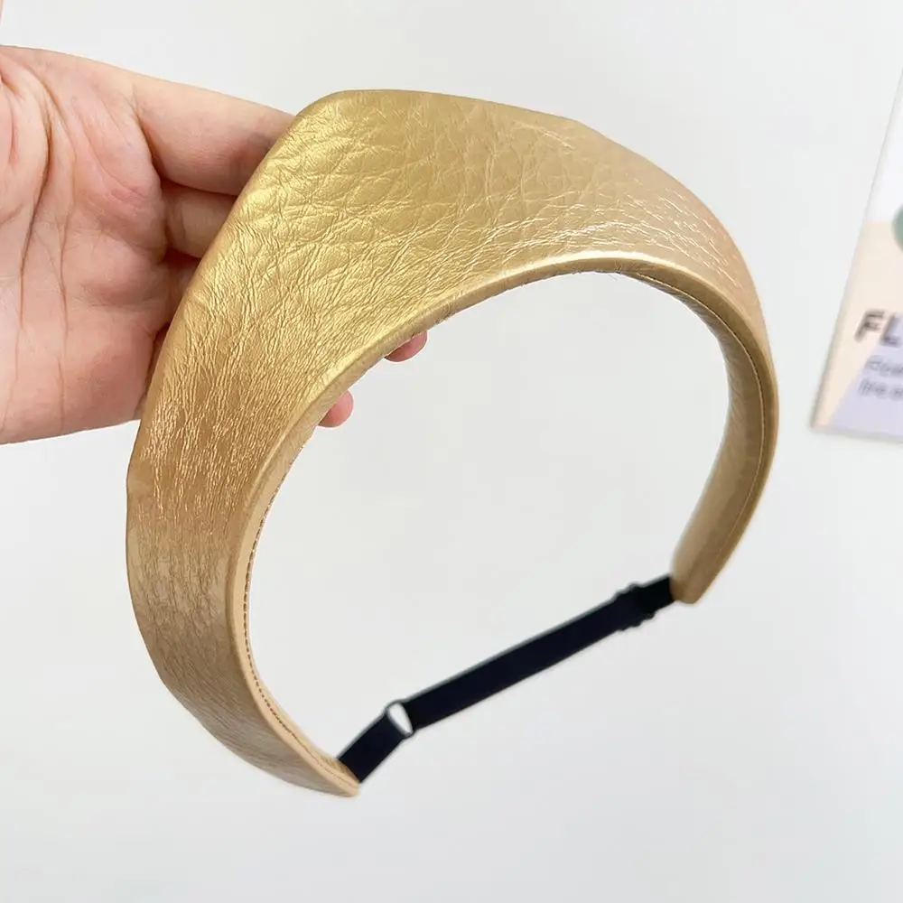 

Triangle Leather Headband For Women Elastic Crown Hairband British Retro Wide Hair Hoop for Cosplay Headwear Hair Accessories