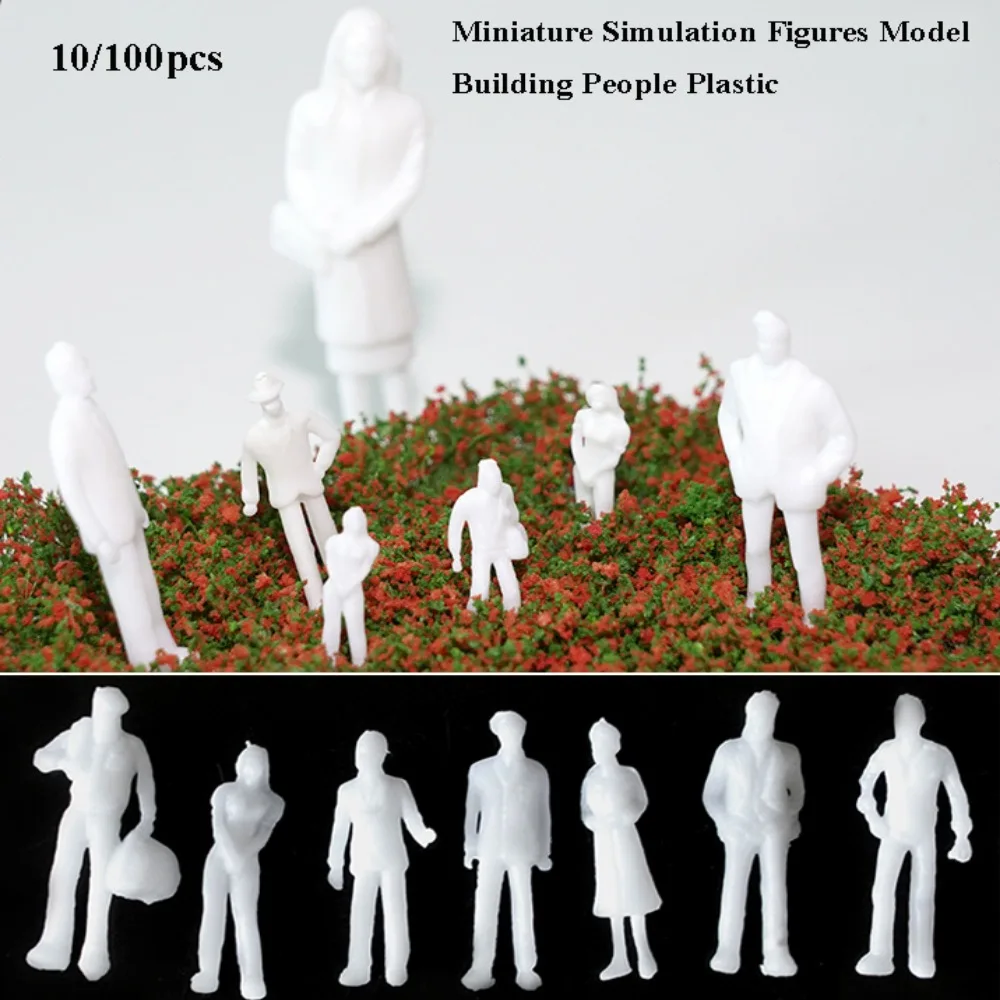 10/100pcs 1:300/1:200/1:100/1:150 Miniature Simulation Figures Model White Color Plastic Passengers Train Scenery