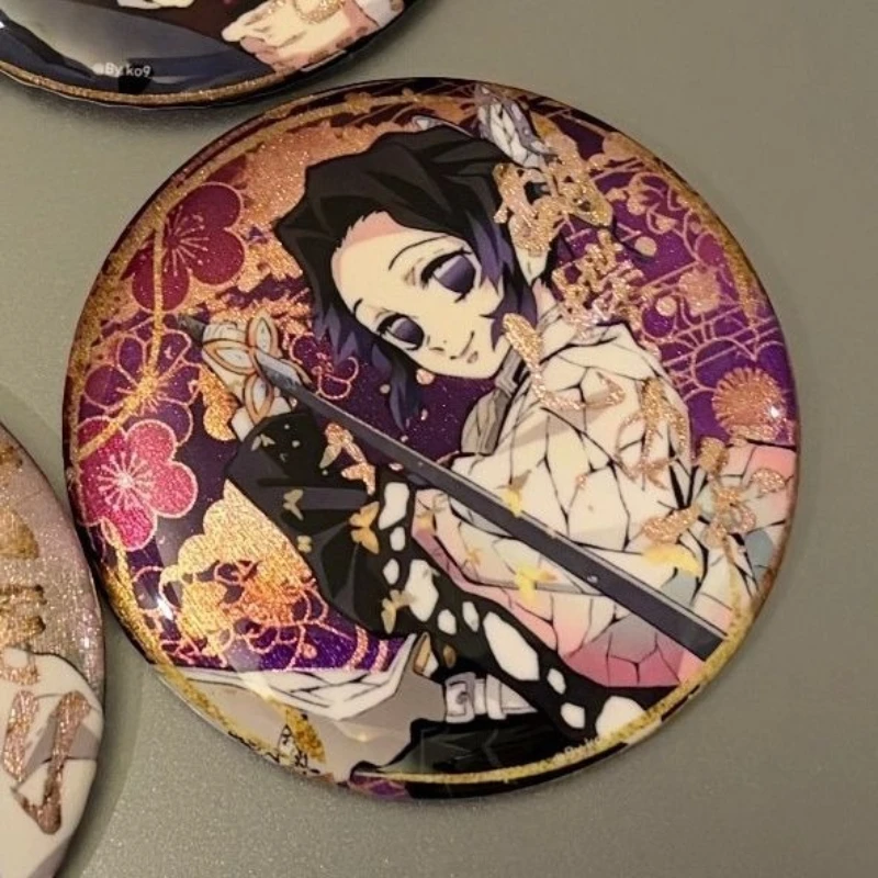 58mm 데몬 슬레이어 블레이드 주변기기 배지, 기유 시노부 캐릭터 브로치, 애니메이션 라펠 핀 장식용 선물