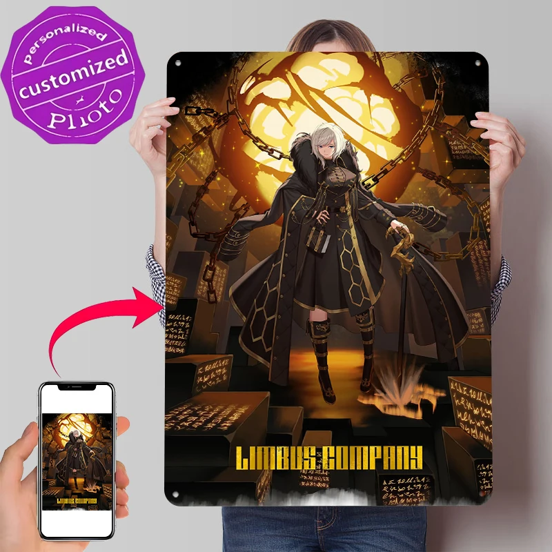 Limbus Company Character With Chains Poster Customized Vintage Metal Signs Wall Art Retro Tin Plaque for Decoration Home Decor