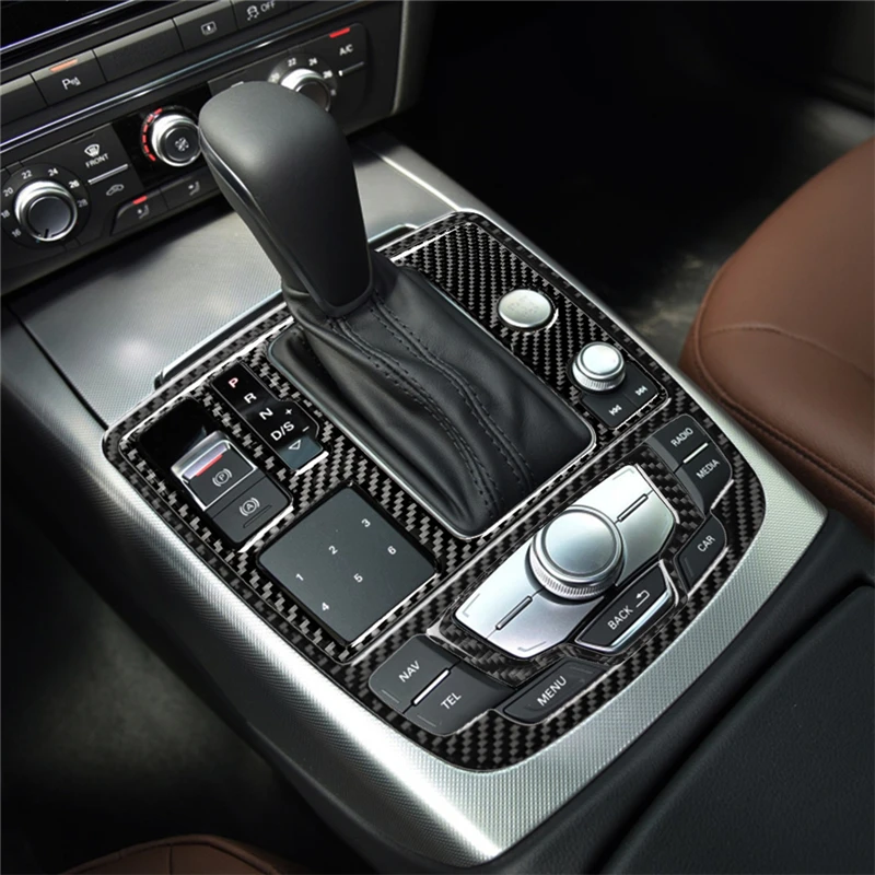 

Углеродное волокно, автомобильная консоль, панель переключения передач, декоративная крышка, наклейка для Audi A6 A7 2012-2018, аксессуары для стайлинга