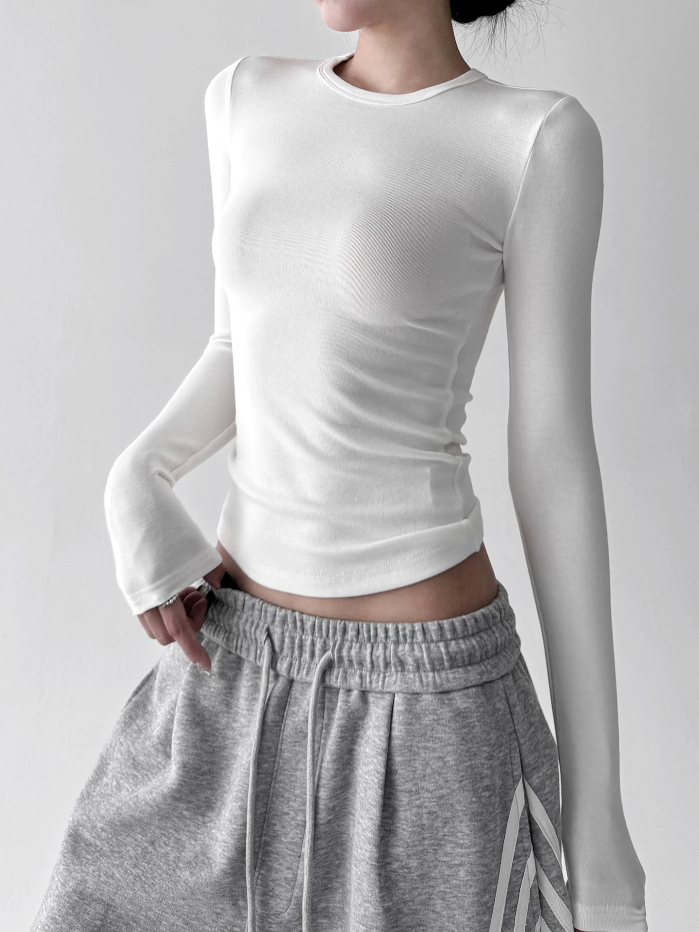 Cseta de Manga Longa Slim Fit Fena Estilo Retro Novo para o Outono Cseta Casual Tipo Universal Manga Regular