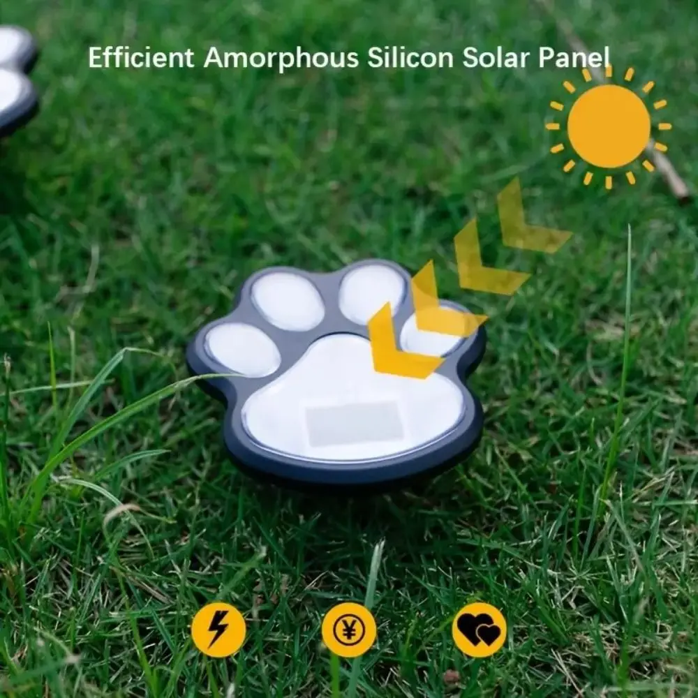 

4Pcs Intelligent Light Control Outdoor Solar Light Solar Powered LED Dog Cat Animal Paw Print Light Waterproof Energy Saving