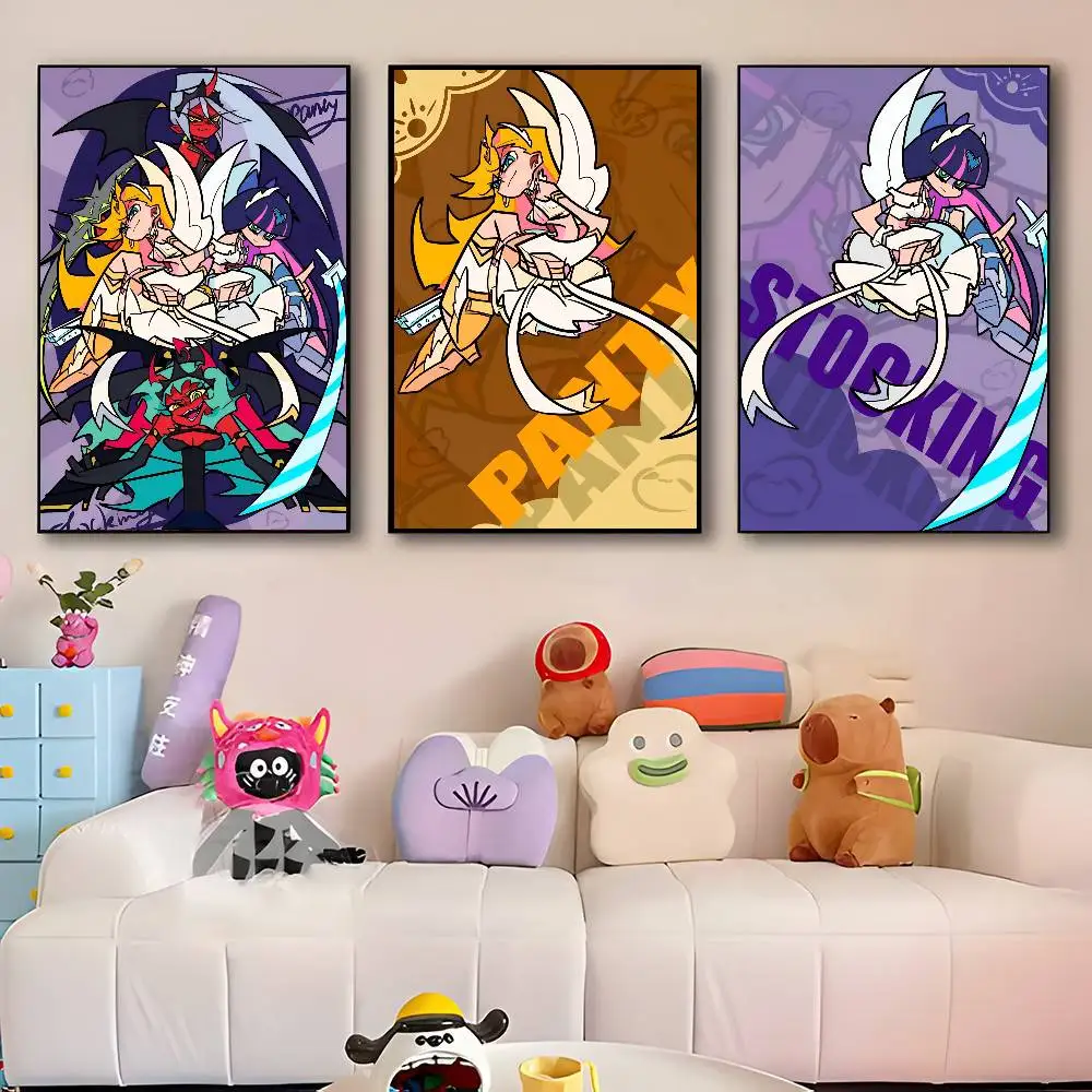 Anime Panty And Stocking With G-Garterbelt Cartoon Posters HD Print Vintage Wall Art Decor for Home Study Room