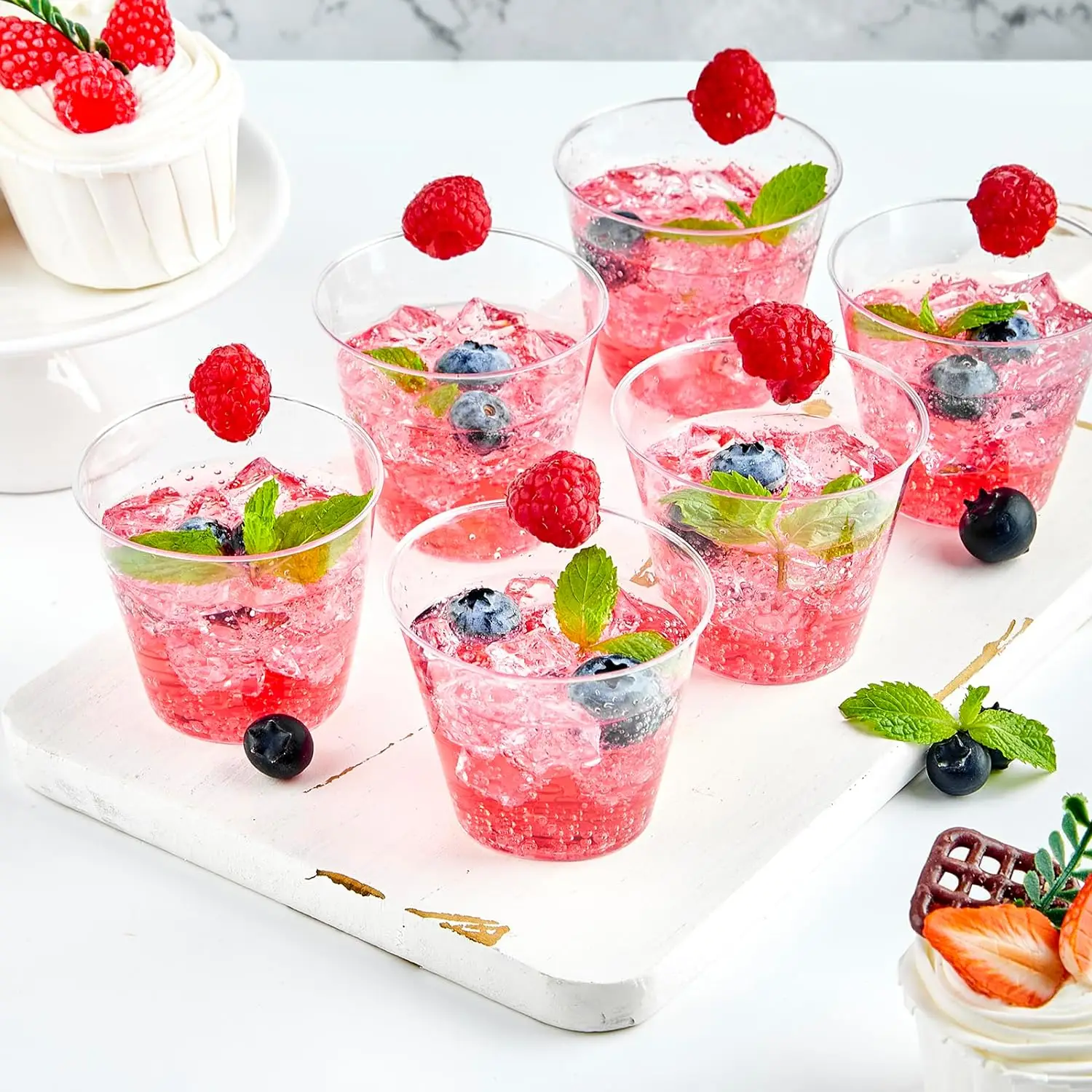 12PCS 180ML Plastic Dessert Cup Disposable Clear Bowls Containers Dessert Lid Ice Tea Tumbler Cold Dome Supplies