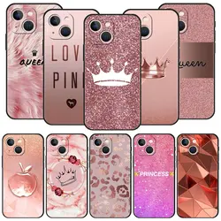 Rose Gold Pink Princess Queen Phone Case For iPhone Apple 15 14 13 Pro Max 12 11 Mini 7 8 Plus XR XS X SE 2020 Cover Shell Coque