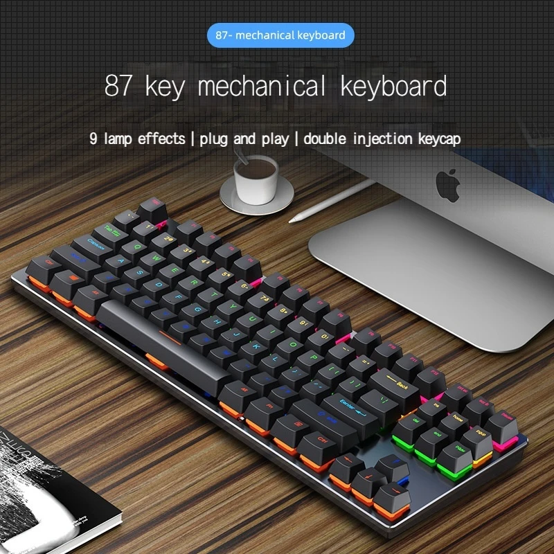 Leaven K550 Mechanical Keyboard Wired 87 Key Sequence Floating Injection Molded Keycap Rgb Backlight E-Sports Office Keyboard