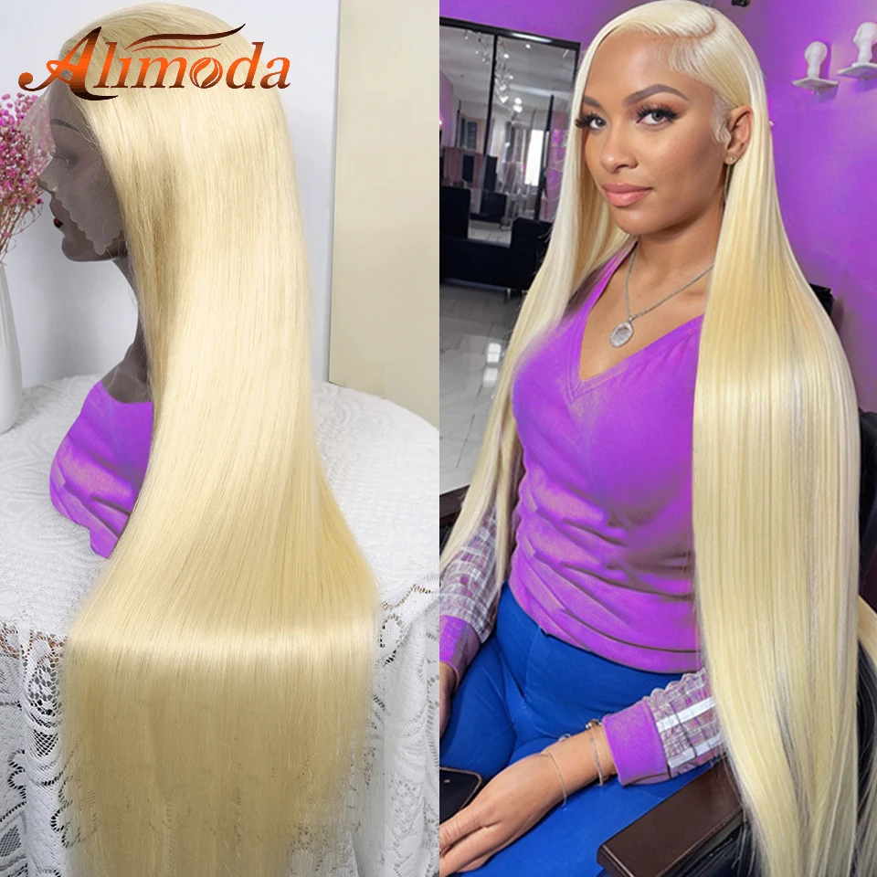 34 Inches 250 Density HD 613 Honey Blonde Glueless 13x6 Lace Front Wigs Human Hair Bone Straight 13x4 Lace Frontal Wig For Women