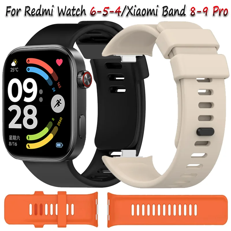 Offizielles Silikonarmband für Redmi Watch 4, 5, 6, originales, bequemes, atmungsaktives Armband für Xiaomi Band 9, 8 Pro-Zubehör