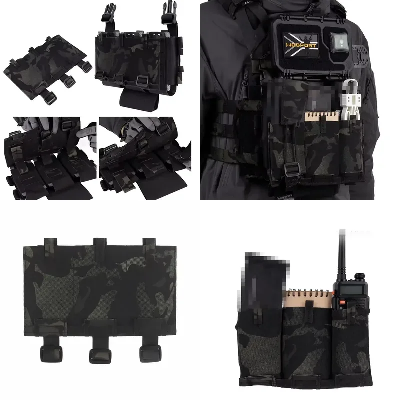 Tactical MOLLE Triple Mag Pouch Panel Multi-Purpose Flexible Magazine Bag for Tactical Vest Plate Carrier