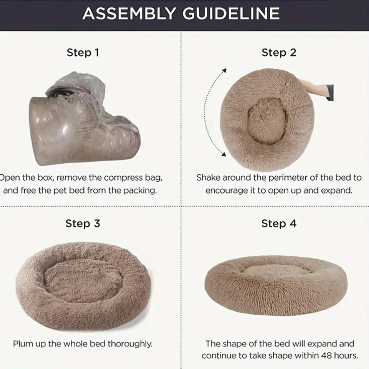 سرير كلب فائق النعومة - مريح ومريح وقابل للغسل في الغسالة، تصميم دائري غير قابل للانزلاق للصدر الكبير والمتوسط والصغير والغاية